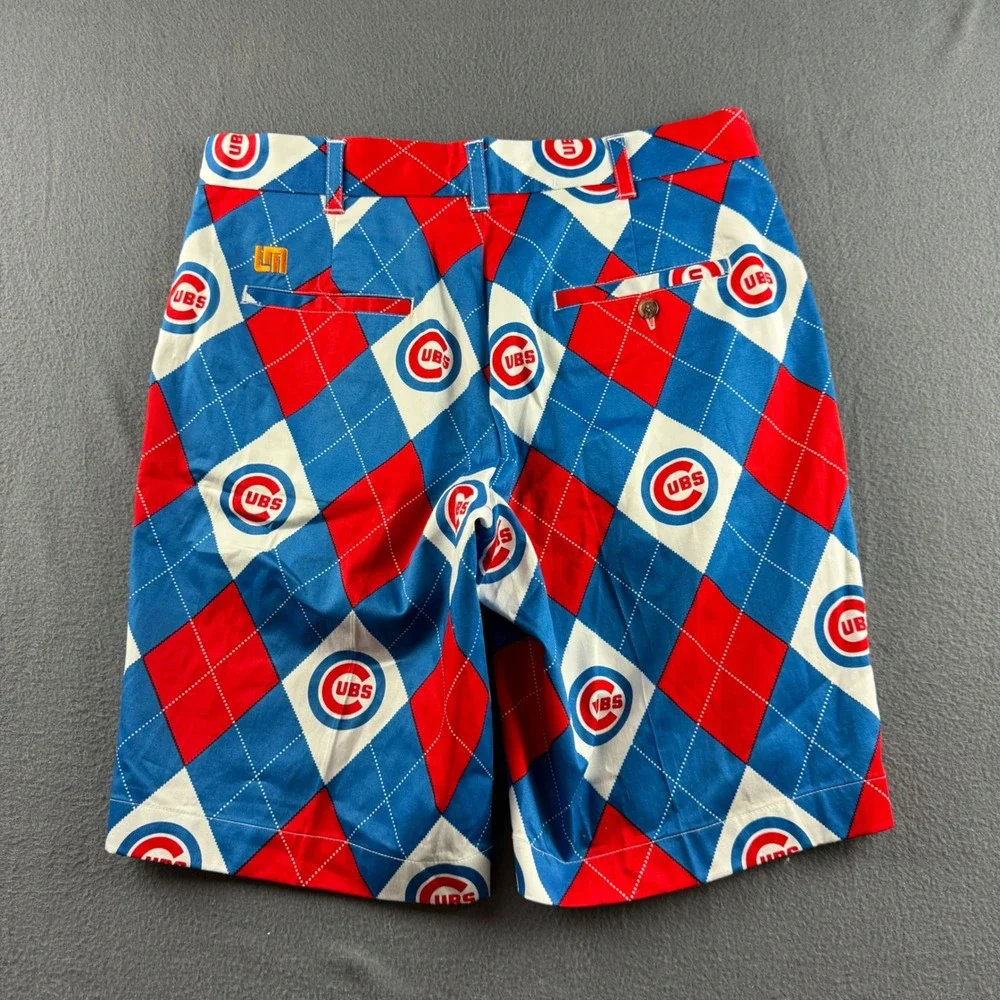 Loudmouth Chicago Cubs Shorts Men's 34 Argyle Geometric Print Golf MLB Baseball